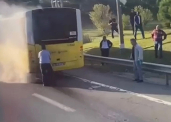 TEM Otoyolu'nda İETT otobüsünde yangın