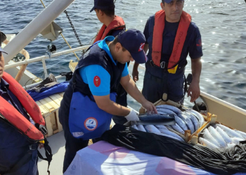 Tekirdağ'da avlanan balıkçılara dronlu denetim