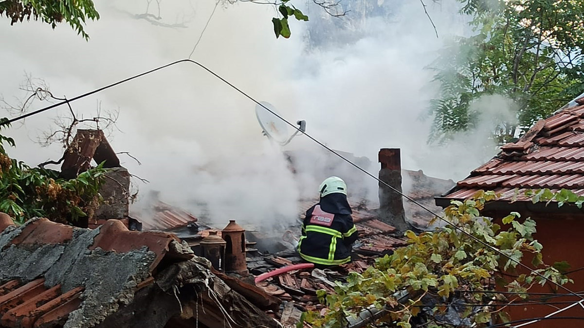 Yanan evde üzerine dolap devrildi, öldü