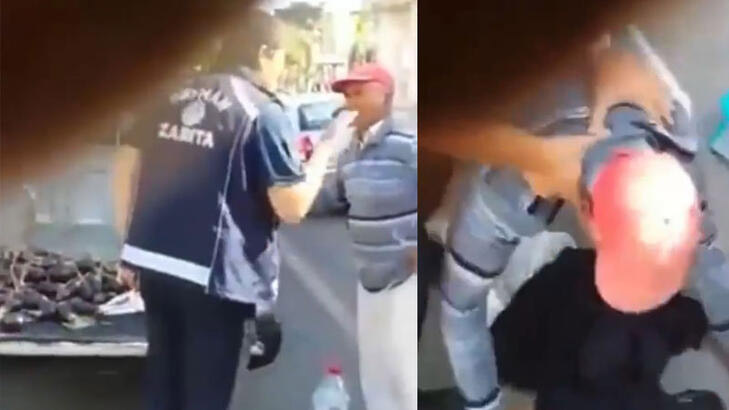 Zabıta memuru, seyyar satıcıyı darbetti