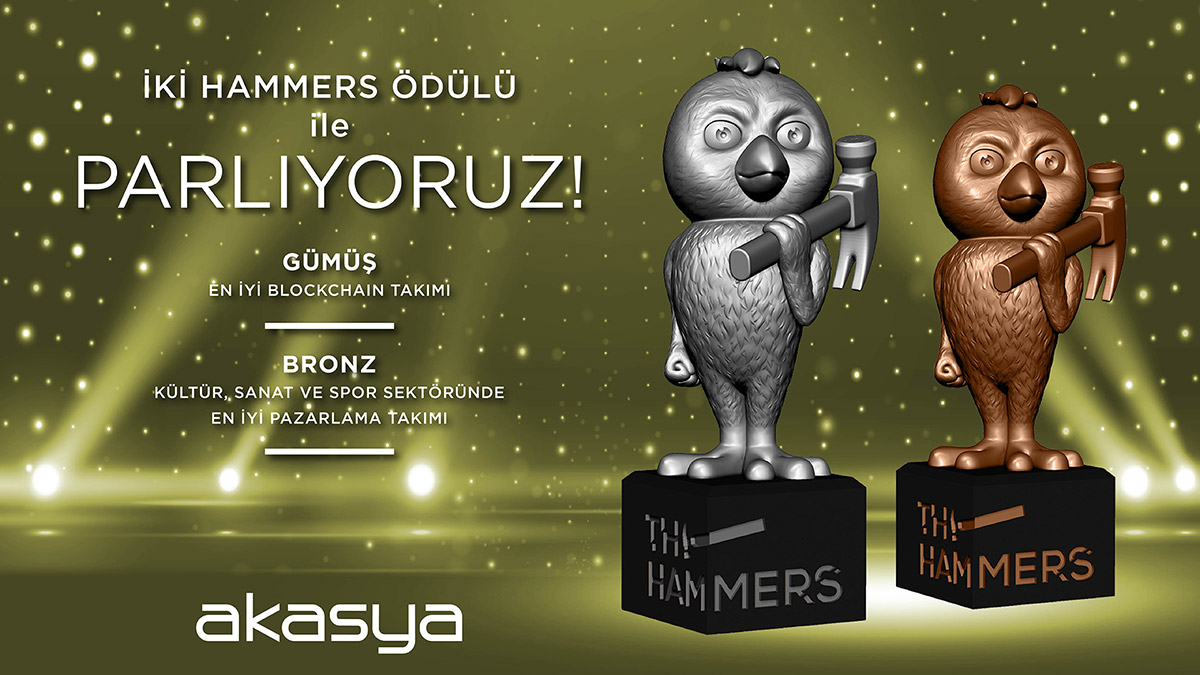 Akasya The Hammers Awards’da iki farklı ödülün sahibi oldu. Akasya Token ile ‘En İyi Blockchain Takımı’ kategorisinde gümüş ödüle layık görülen Akasya, Alenen Sanat projesi ile de ‘Kültür, Sanat ve Spor Sektöründe En İyi Pazarlama Takımı’ kategorisinde bronz ödül kazandığını duyurdu.