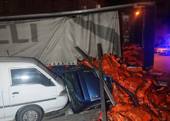 Ankara'da freni patlayan kömür yüklü TIR ağaca çarptı