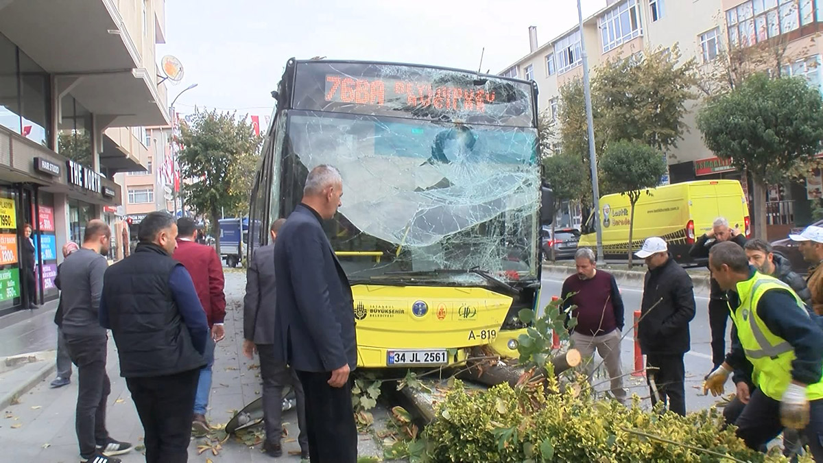 İETT şoförü önce motosikletliye sonra ağaca çarptı