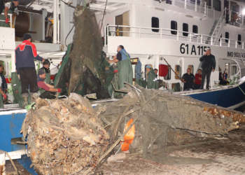 Dalgıçlar için denize batırılan hurda uçak ağlara takıldı