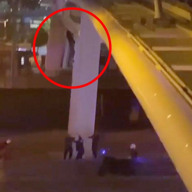 Üst geçitten atlayan kadını yakalamaya çalıştılar