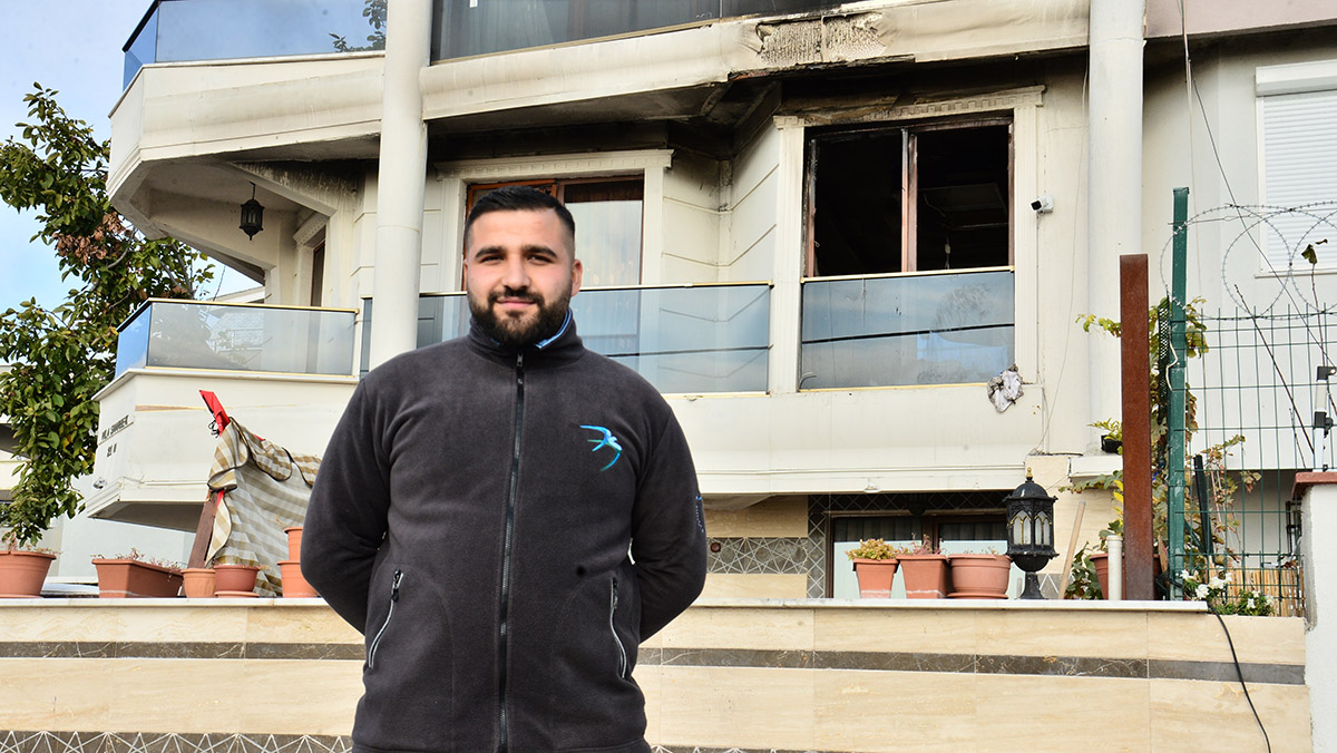 Anne ve bebeğini yangından kurtardı