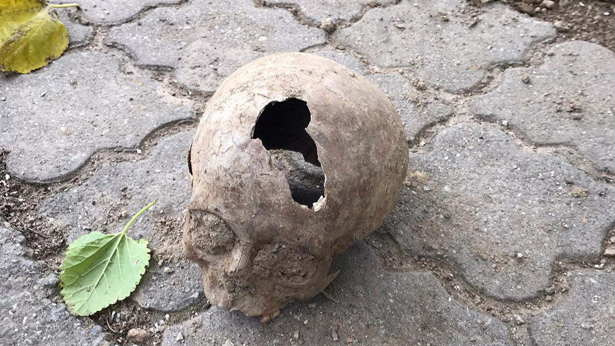 İnşaat kazısında insan kafatası ve kemikleri bulundu