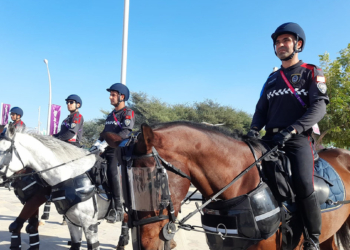 Katar'da görev yapan atlı polislere yoğun ilgi