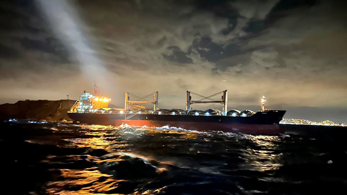 Marmara denizinde tahıl gemisi karaya oturdu