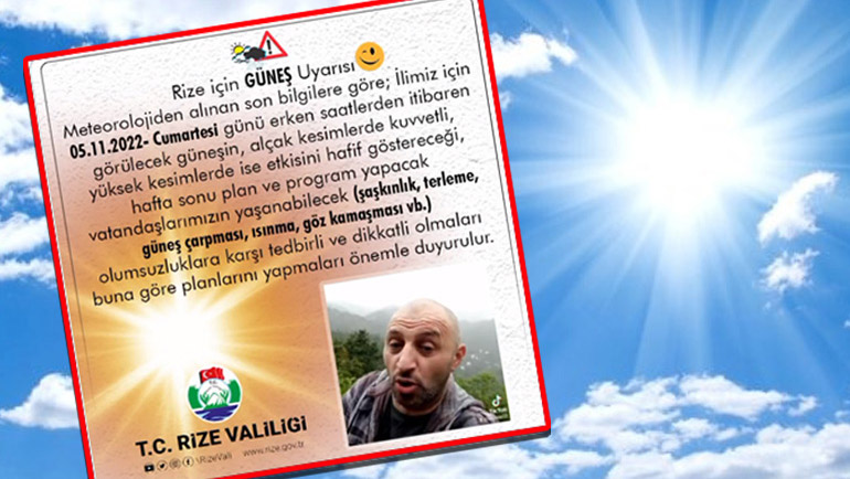 Rize Valiliği'nden esprili güneş uyarısı