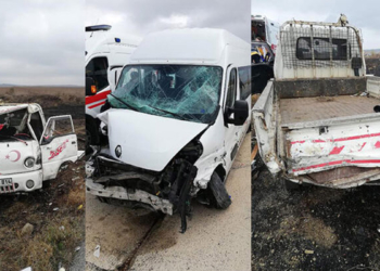 Yolcu minibüsü kamyonete çarptı: 6 yaralı