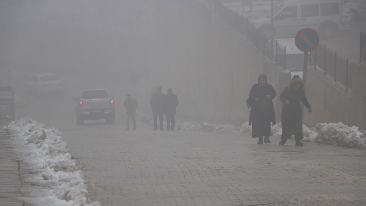 Yüksekova'da sis etkili oldu