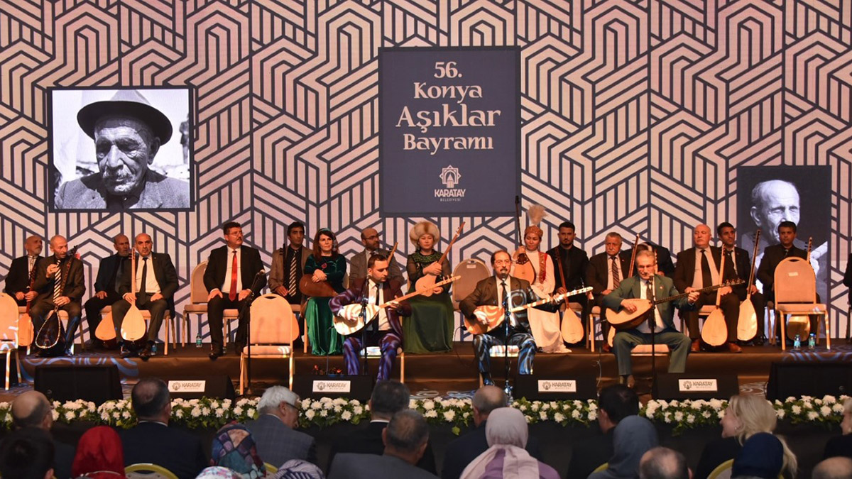 Konya’da Karatay Belediyesi ev sahipliğinde bu yıl 'Aşık Veysel’e Vefa' temasıyla organize edilen 56. Konya Aşıklar Bayramı sona erdi. Programa, 4 ülke, 24 şehirden 37 aşık ve halk ozanı katıldı.