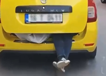 Taksinin bagajında yolculuk tepki çekti