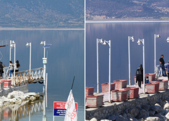 Çekilme olan Burdur Gölü'nde iskele, 18 metre uzaklaştı