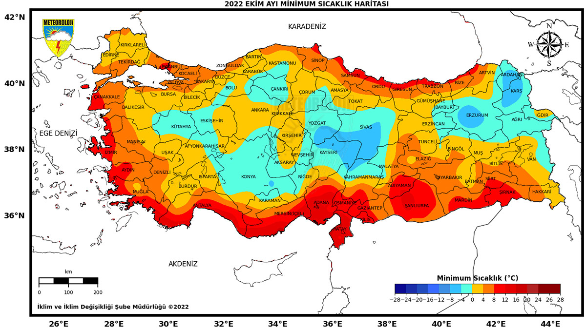 2022 yılı Ekim ayı sıcaklık raporunda rekor