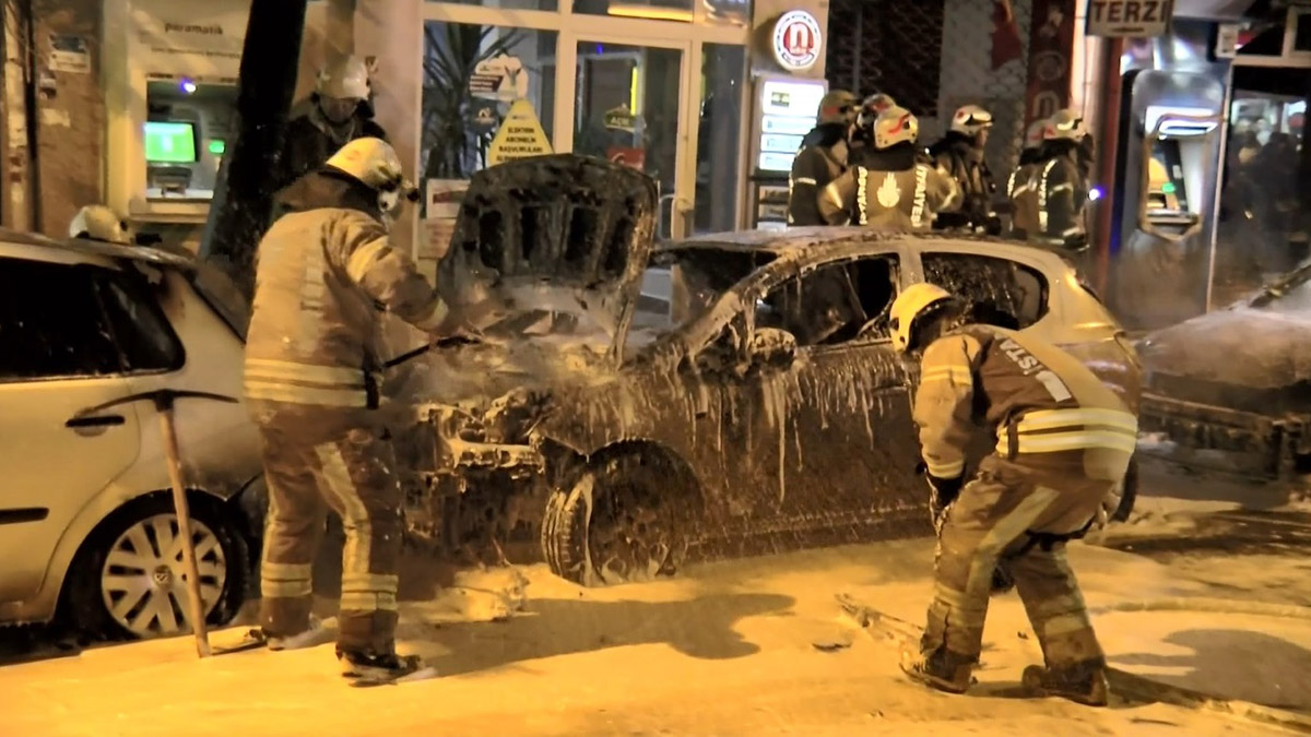 Otomobili saran alevler park halindeki diğer araçlara sıçradı