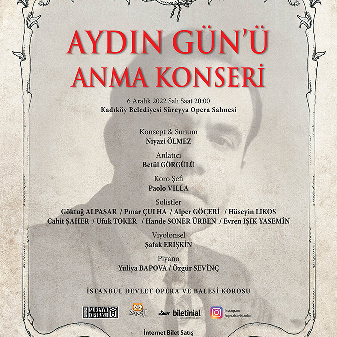 Opera sanatçısı Aydın Gün konserle anılacak