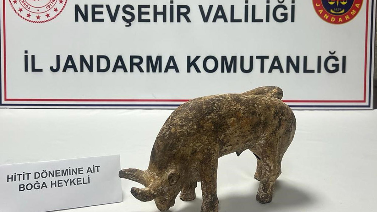 Nevşehir'de, Hitit döneminden 3 bin yıllık boğa heykeli ele geçirildi