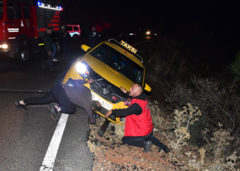 Şarampole uçmaktan şans eseri kurtuldular