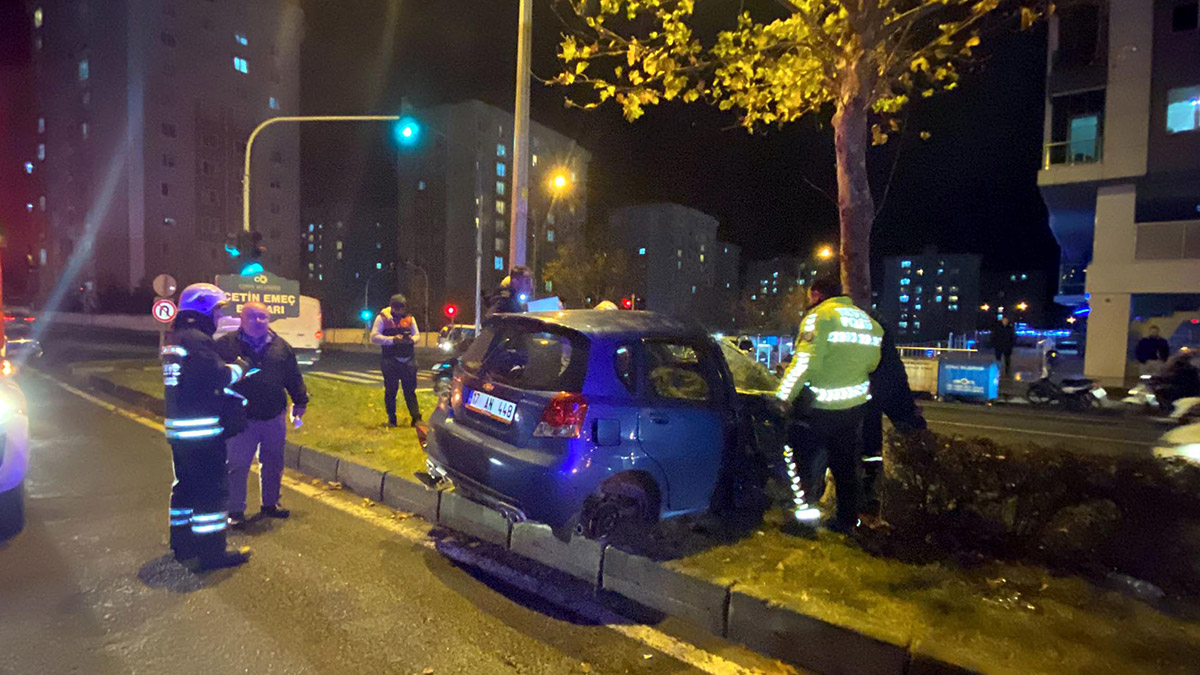 Önce minibüse sonra ağaca çarparak durabildi