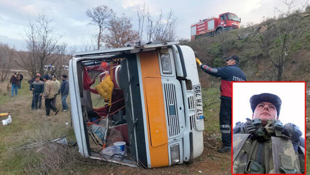 İşçileri taşıyan minibüs devrildi; 1 ölü, 9 yaralı