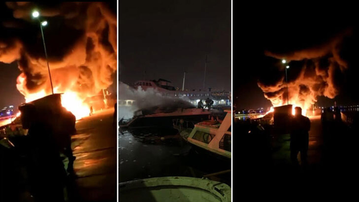 İzmit'te marinada demirli 2 yat ile 1 tekne yandı