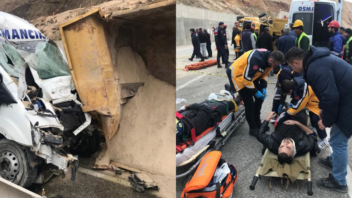 Kamyon yolcu minibüsüne çarptı: 1 ölü, 8 yaralı