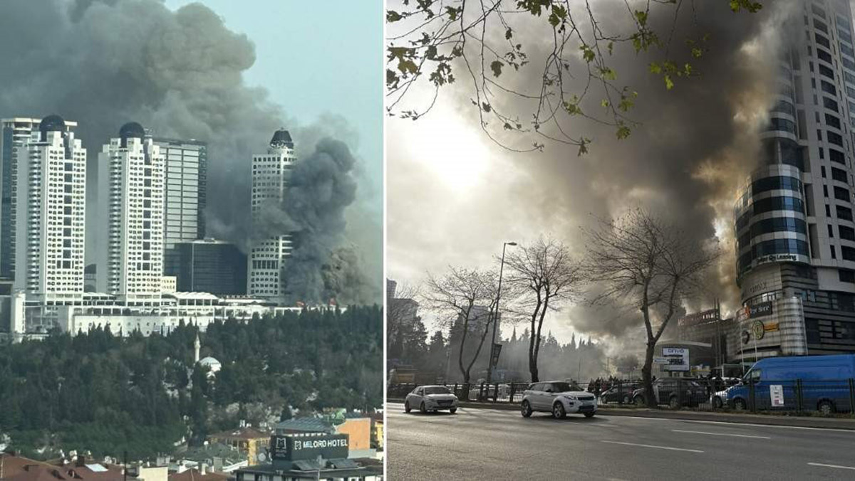 Levent'te AVM'nin çatısında yangın