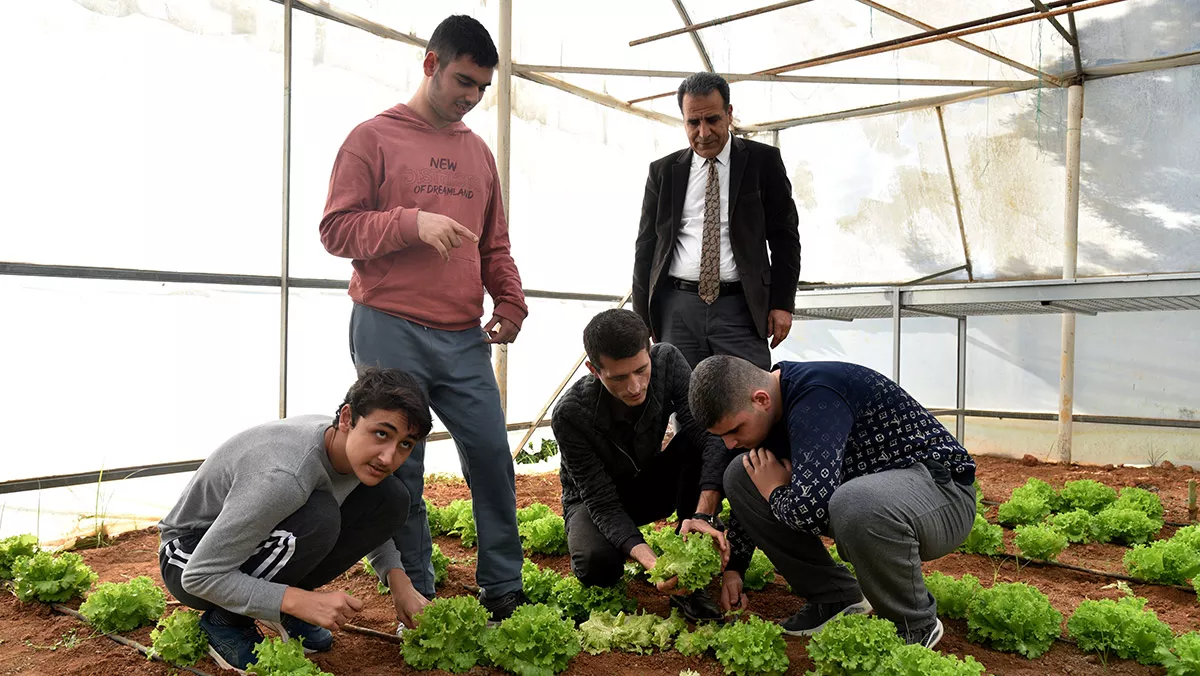 Özel öğrenciler okul bahçesinde sebze yetştiriyor