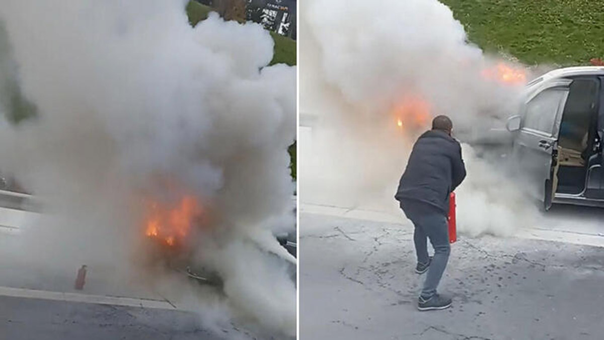 TEM'de hafif ticari araç alev aldı