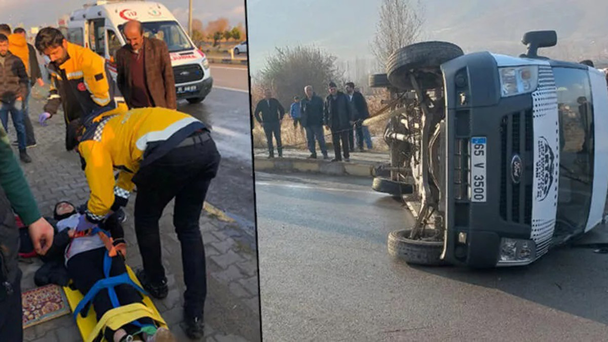 Van'da okul servisi devrildi: 11 öğrenci yaralı