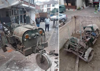 Yıkılan binadan milletvekilinin yaptığı traktör çıktı