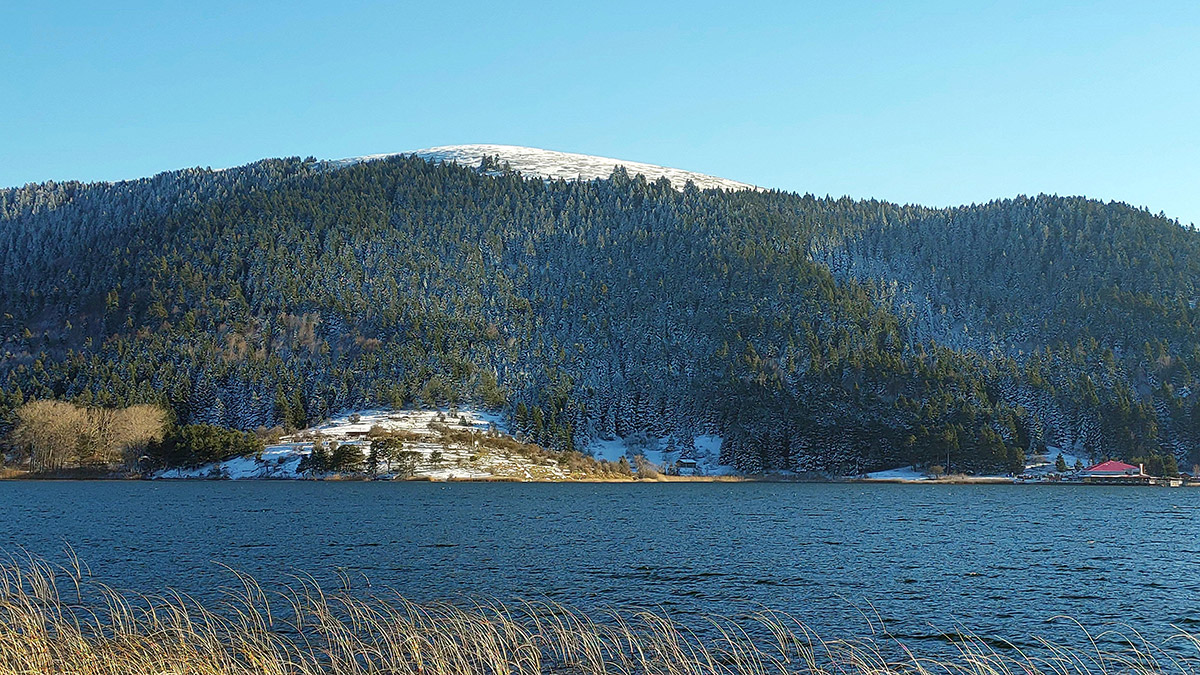 Abant Gölü Milli Parkı kar yağışıyla beyaza büründü