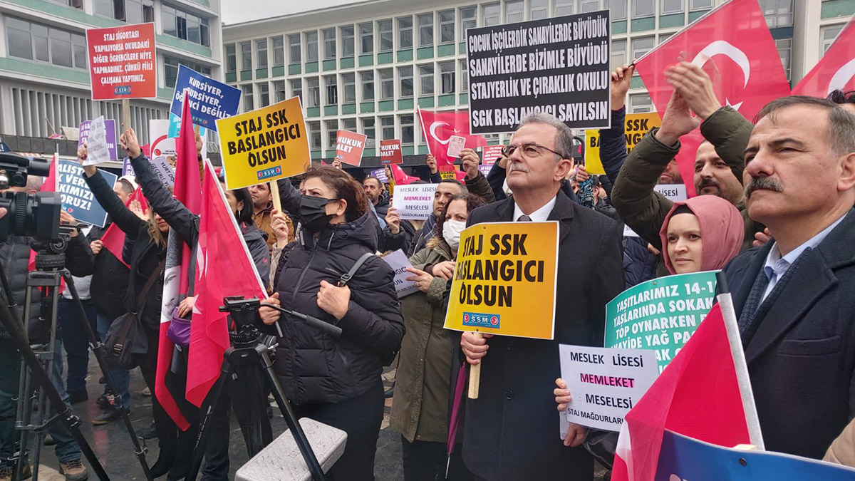 Staj sigortası mağdurları eylem yaptı