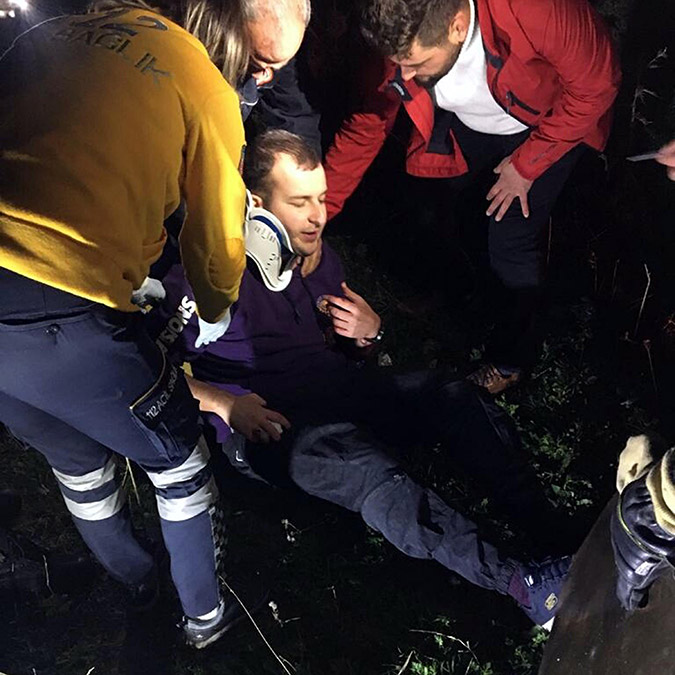 Bodrum'da otomobil şarampole yuvarlandı