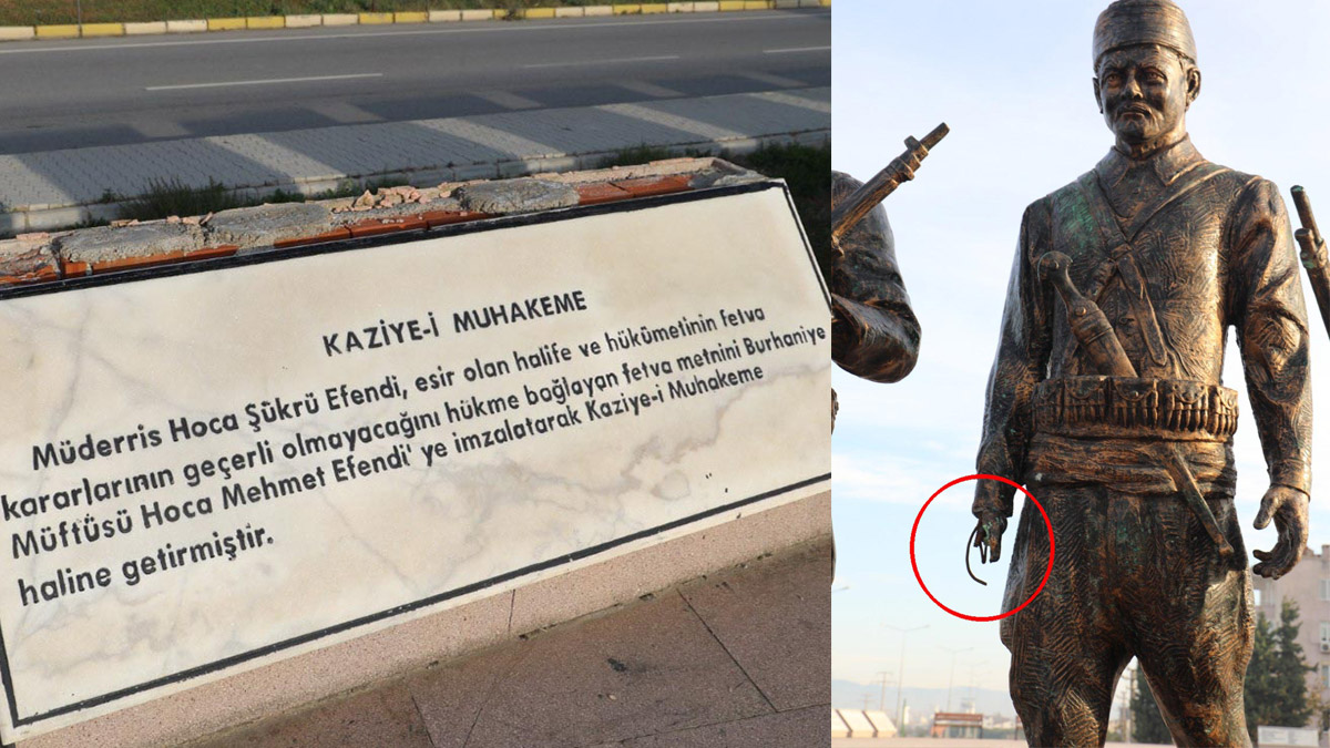 Burhaniye'deki Kuvayımilliye Anıtı'na saldırı