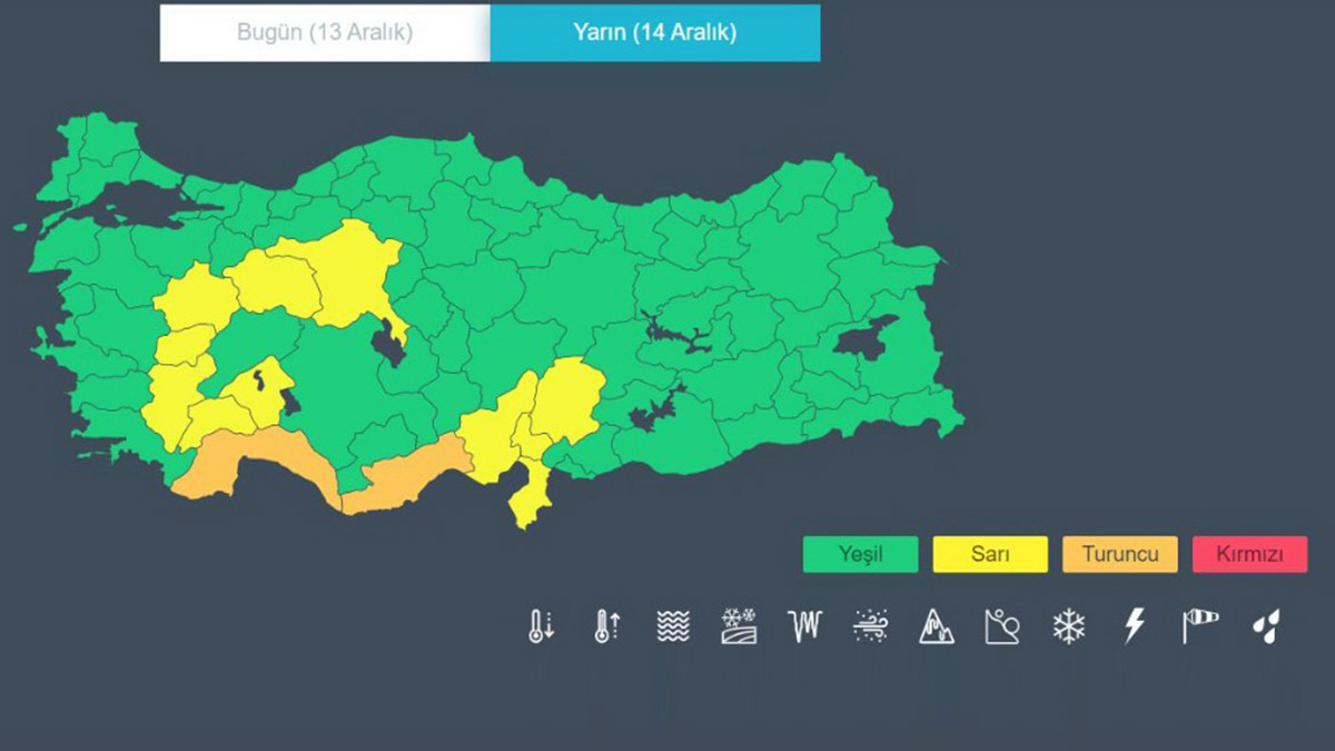 Antalya'da turuncu kod uyarısı