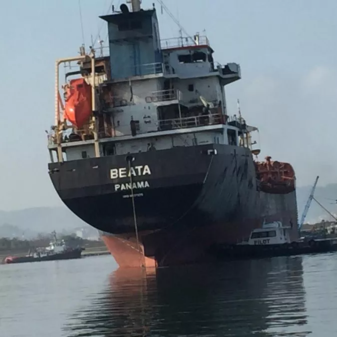 Sinop açıklarında yanan kuru yük gemisi ordu'ya getirildi