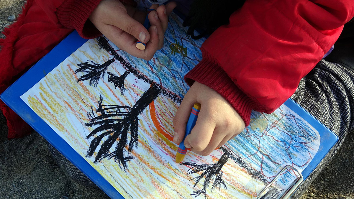 Van Gölü'nde resim yaparak kuraklığa dikkat çektiler