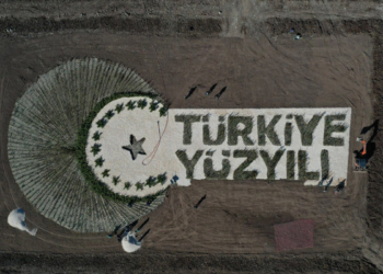 100 bin fidanla Türkiye Yüzyılı logosu oluşturuldu