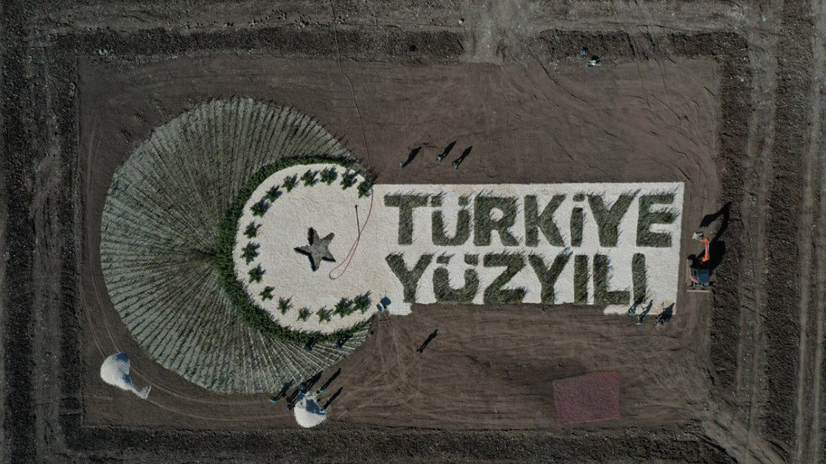 100 bin fidanla Türkiye Yüzyılı logosu oluşturuldu