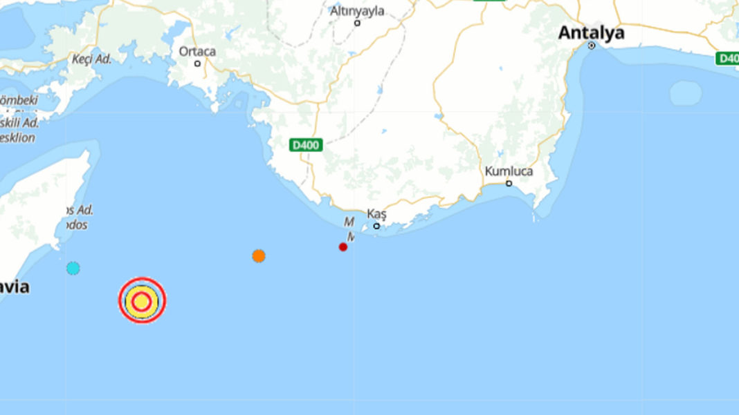 Akdeniz'de 5.4 büyüklüğünde deprem