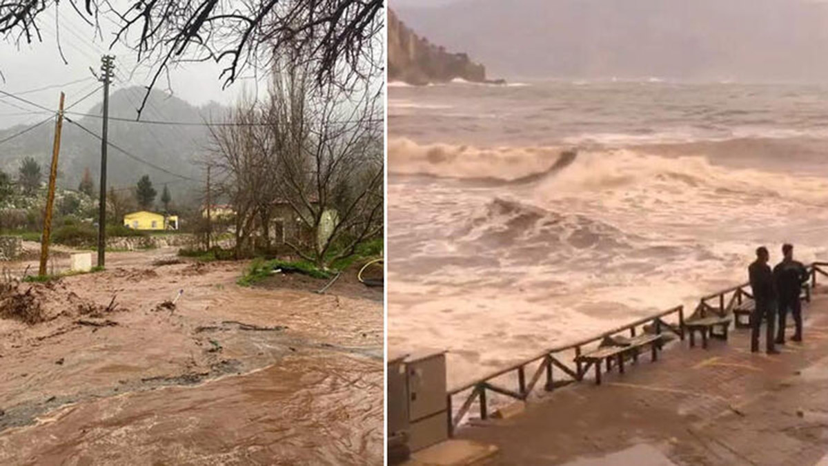 Marmaris'te sağanak ve fırtına etkili oldu