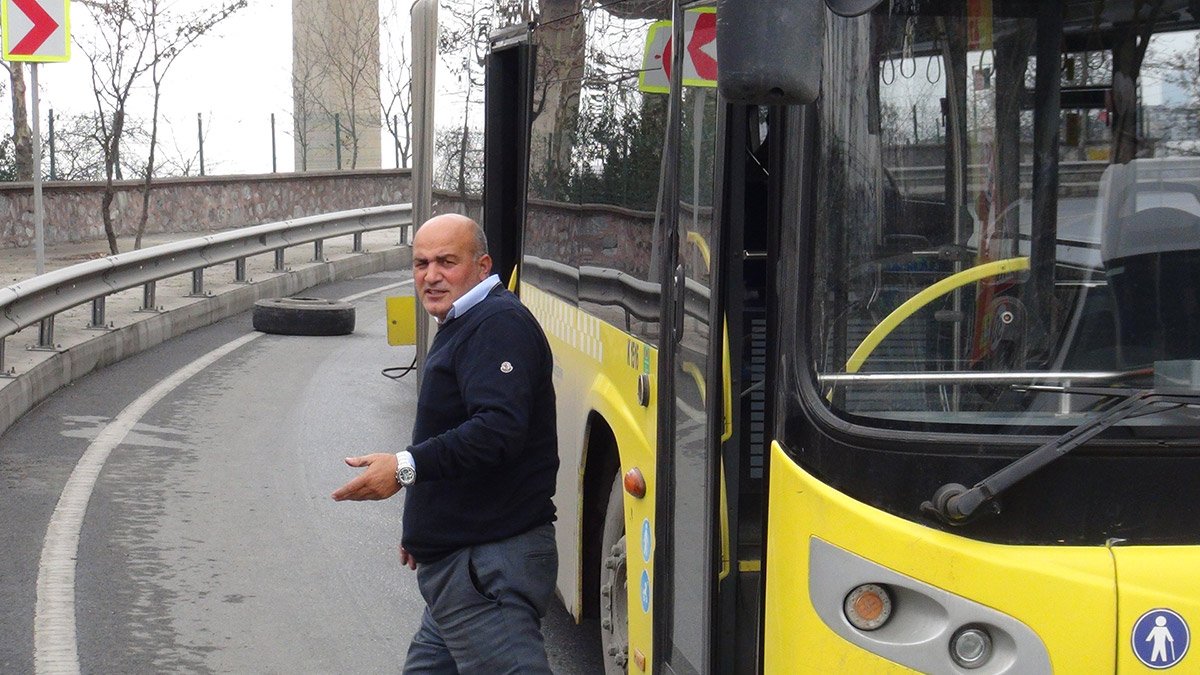 Seyir halindeki İETT otobüsünün tekerleği fırladı 