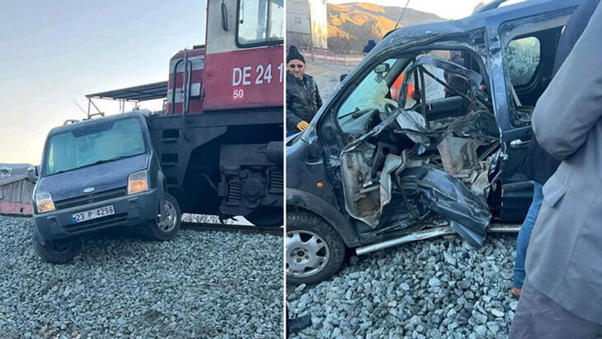 Yük treni hafif ticari araca çarptı: 1 yaralı