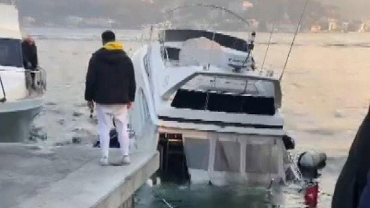 Bebek Sahili'nde lüks tekne battı