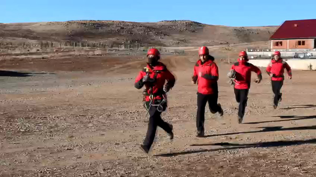 Hesarek Kayak Merkezinde arama kurtarma tatbikatı