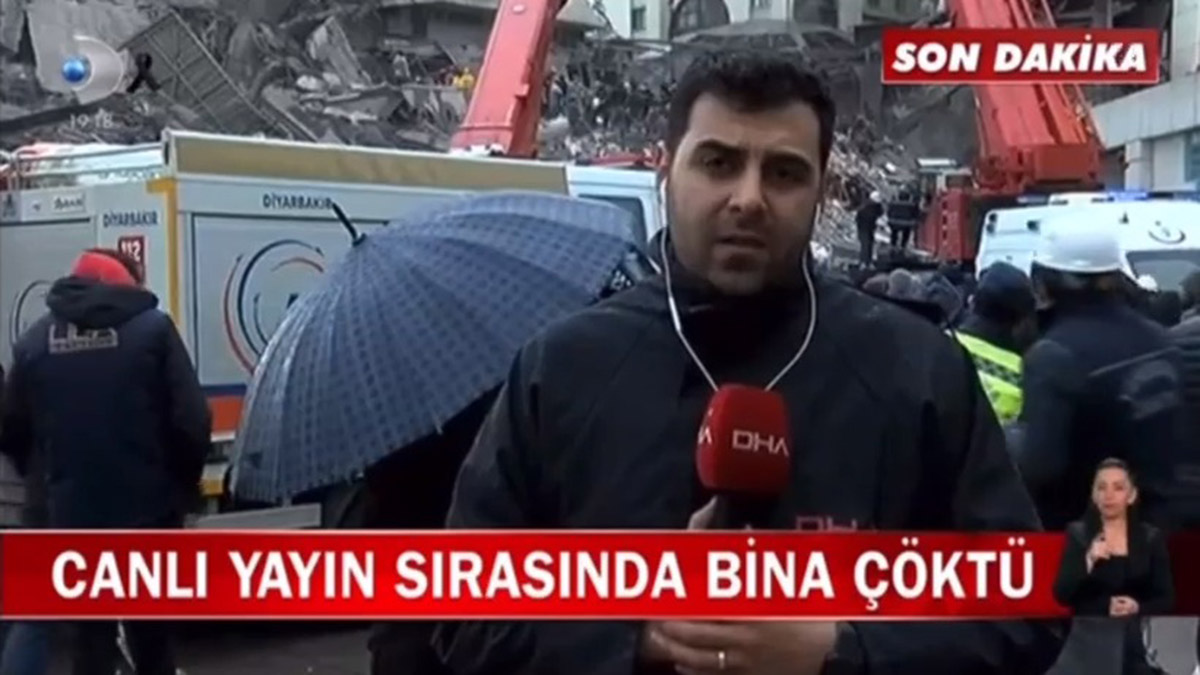 DHA muhabirleri canlı yayında depreme yakalandı