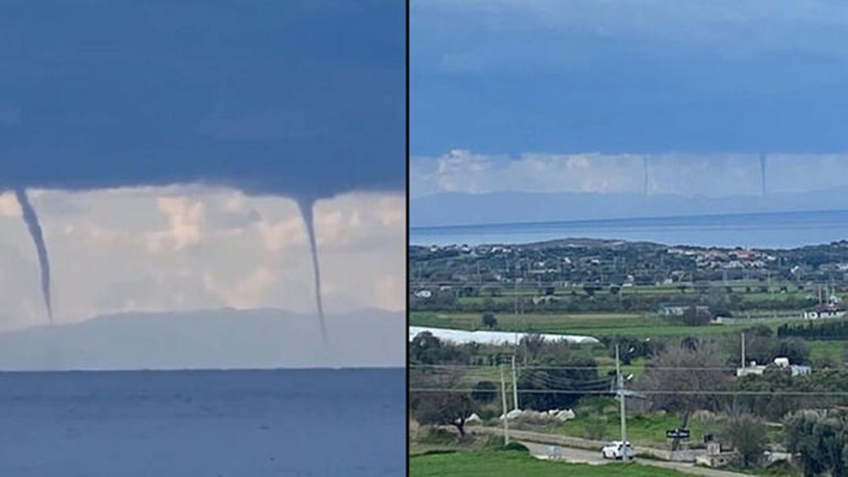 Çeşme açıklarında aynı anda 8 hortum oluştu